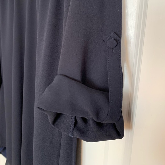 Greylin long sleeve half button shirt dress - M - navy - Picture 6 of 10